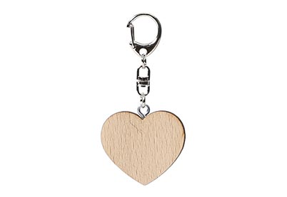 Sleutelhanger hart 4,3x4 cm beukenhout