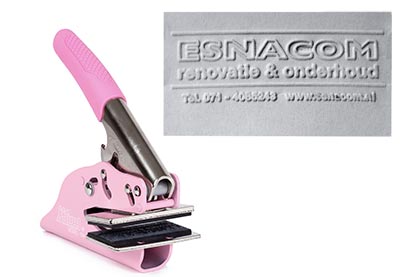 Preegstempel met logo 50 x 25 mm Shiny EM-6 ROZE