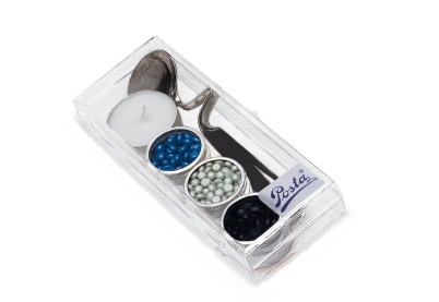 Zegellak smeltlepel set blauw-zilver-zwart