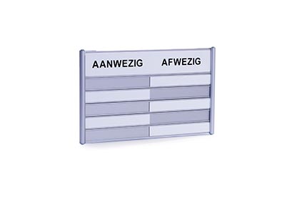 Aan- en Afwezigheidsbord  5 plaatjes, Wit-Zwart