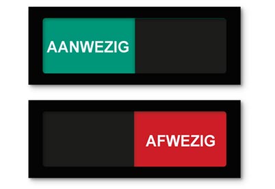 09. AANWEZIG - AFWEZIG Schuifbord Zwart