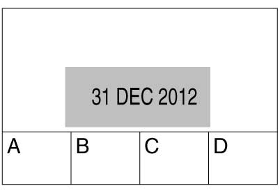 Apotheekstempel met A, B, C, D met datum