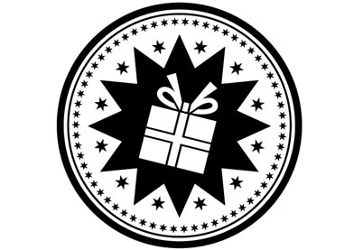 Kerststempel 27 Retro cadeautje