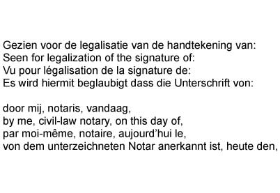 Gezien voor de legalisatie...Notarisstempel Posta Eco 39